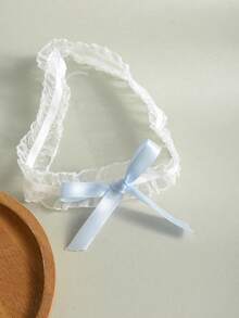 1入組女士珍珠和花朵裝飾浪漫新娘腿帶適合婚禮 - 白色 - 查看 4