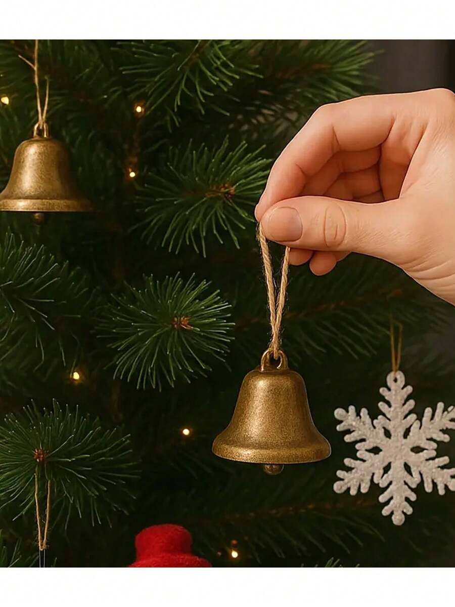 10/5件圣诞装饰铃铛套装,含麻绳,复古青铜铃铛挂饰,适用于圣诞树,复古铃铛挂饰,小圣诞铃铛装饰,复古圣诞挂饰,手工制作的小铃铛,悬挂装饰铃铛,户外圣诞装饰,节日挂饰,乡村风格节日装饰,传统圣诞装饰,耐用挂饰,金属铃铛,工艺品,节日礼物 - 彩色 - 查看 1