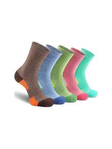 5 Pairs Women Plus Size Socks, Moisture Wicking Crew Socks, Autumn/Winter