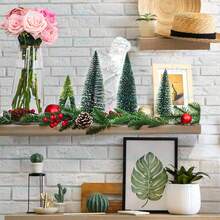 1pc 3 Sizes Artificial Mini Christmas Tree, Christmas Decorations, Artificial Christmas Ornaments, Christmas Table Decorations With Wooden Base Suitable For Living Room, Bathroom, Bedroom, Restaurant Christmas Party Home Desktop Tree Decorations Home Decor Room Decor