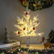 1pc White LED Christmas Tree Light, Christmas Tree Decoration Light, With Red Round Balls, Candy And Cane Pendants, Warm White And Colorful Luminous Indoor Tree Decoration, Suitable For Bedroom, Living Room, Wedding, Holiday, Christmas, Party Decoration, Christmas Tree And Christmas Home Decoration, Fairy Light Christmas Tree Light - Multicolor - View 7