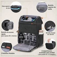Mochila para Camara Fotografica DSLR/SLR/Mirrorless Bolsa Mochila Camara Laptop con 15.6 Pulgadas Compartimento y Funda Impermeable Portátil Mochila Antirrobo para Cámara - gris - Ver 5