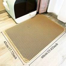 1 pieza Alfombra para arena de gato, alfombra de diseño de panal de doble capa para atrapar la arena, alfombra impermeable antideslizante para caja de arena, adecuada para piso, alfombra para arena, suministros para gatos - Beis - Ver 16