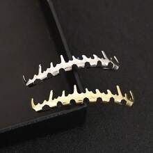 1 Set Smooth Single Tooth Jewelry Combo, Zirconia Cross Paired With Asymmetrical Thin Teardrop Metal Punk Tooth Grillz, Unisex Holiday & Carnival Accessory - Multicolor - View 3