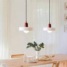 Mid Modern White Glass Pendant Large Simple Milk Hanging Lamp Vintage Farmhouse Decorational Chandelier E2627 Base Bedroom Dining Table HallwayWhite+green - Blanco+rojo - Ver 1