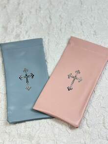 1 pezzo Custodia per occhiali in PU a chiusura automatica, borsa per occhiali di colore unito come accessorio di moda per le donne, con panno per la pulizia di colore casuale, materiale morbido. Organizer multifunzione: portachiavi e piccola borsa per gioielli - Multicolore - Visualizzare 8
