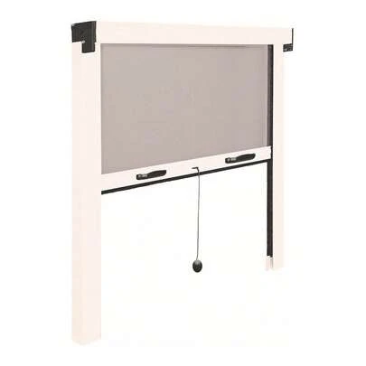 Mosquitera enrollable con marco 120x140cm fabricada en fibra de vidrio y aluminio color blanco y negro
