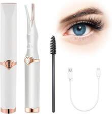Nuevo rizador de pestañas eléctrico, rizador de pestañas con temperatura ajustable, mini rizador de pestañas eléctrico portátil, adecuado para maquillaje, calentamiento rápido, duración de 24 horas (blanco) - blanco - Ver 9