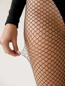 Gothic Striped Pantyhose, Women's Retro Punk Sexy Plaid Patchwork Thin Fishnet Stockings - Black - View 7