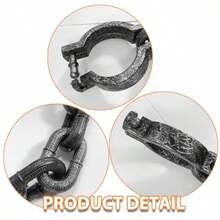Halloween Plastic Wrist Shackles Prison Handcuffs Medieval Prisoner Costume Jail Shackles April Fools Day Trick Props With Chains - như hình ảnh - Xem 3