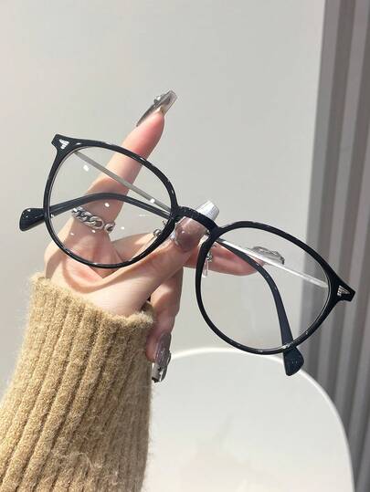 1 szt. Damskie lekkie plastikowe i metalowe wielokolorowe okrągłe okulary pełnoramkowe minimalistyczne okulary podstawowe klasyczny styl casualowy przezroczyste na powrót do szkoły niezbędne do fotografii ulicznej strój biurowy biznesowy casualowe akcesoria damskie