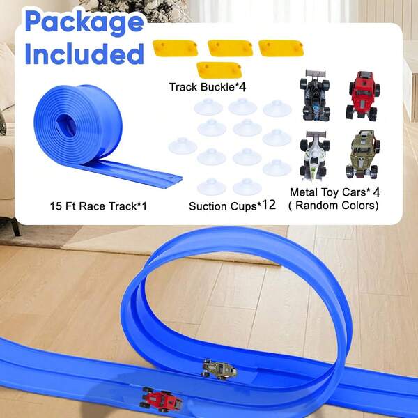 Flexible Race Track Children Toys DIY Double-Track Racing Car Ramp Compatible 1/64th Cars Portable Rolls Up Boy Christmas Gift