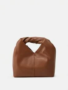 4-Color Casual Handbag - Green, White, Black, Brown, With Magnetic Snap, Adjustable Shoulder Strap And Polyester Lining, Suitable For Daily Use, Simple Design, Durable Handle, Handbag