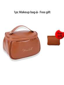 1 pezzo Borsa da viaggio per il trucco in pelle PU, custodia portatile e impermeabile, borsa cosmetica portatile da donna, borsa da toilette impermeabile di grande capacità, organizer multifunzionale antipolvere, adatta per pennelli da trucco, rossetti, fondotinta, siero, oli essenziali, palette ombretti, articoli essenziali per la camera da letto, articoli essenziali per i viaggi, articoli essenziali per i voli, articoli essenziali per gli studenti, organizer da scrivania, regalo per amici, insegnanti, madri, amanti, regalo di Ognissanti, regalo di Natale, necessità autunnale/invernale, decorazione autunnale, decorazione camera da letto