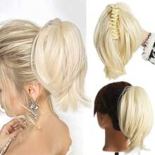 Pferdeschwanz-Verlängerungsklammer-Clip Kurze Pferdeschwänze Haarverlängerungen für Frauen, synthetische wellige Haarverlängerungen für den täglichen Gebrauch