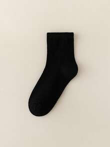 5 đôi tất đen cao đến bắp chân cho trẻ em, tất thoáng khí dành cho bé trai và bé gái, phù hợp cho sinh hoạt hàng ngày và đi học. - màu đen - Xem 2