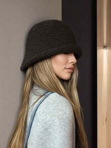 Sombreros de cubo de lana tejida para mujer en invierno, gorros de pescador cálidos, gorros unisex a prueba de frío para exteriores, ciclismo, esquí, sombreros de Panamá para dama