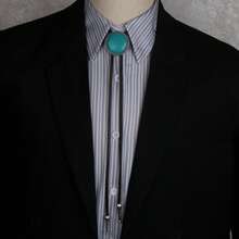 8pcs Unique Bolo Tie, Comfortable Sweater Chain, Turquoise, Korean Wax Line Necklace, Geometric Pattern Feather Pendant Brooch