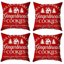 4 pièces Housses de coussin de Noël, 45 x 45 cm, avec fermeture éclair, design de Noël vintage, décoration de vacances de style ferme, convient pour le porche, le patio, le canapé, le sofa, le salon - (Inserts non inclus), Décoration de Noël