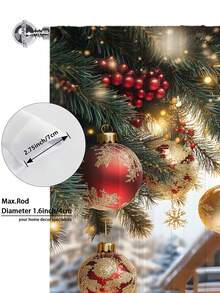 1 pieza Cortina transparente decorativa navideña, adecuada para sala de estar, dormitorio, cocina, fiesta navideña, árbol de Navidad, luces de Navidad, globos dorados, ramas de Navidad, 100g/㎡