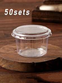 25/50sets 5oz Reusable Covered Party Cups, Cake Cups For Frozen Yogurt, Coconut Jelly And Oatmeal Bowls, Durable And Shatter-Proof Dessert Cups, Cream Puff Boxes, Transparent Dessert Containers, Suitable For Cakes, Mousse, Cupcakes And Ice Cream