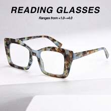 1pc Classic Square Frame Reading Glasses For Women, With Flexible Spring Hinges For Comfortable Fit, Suitable For Daily Reading, Minimalist Design Yet Practical - Grey Tofu Pudding - View 8