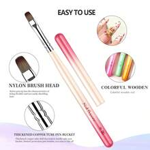 New 1pc Metal Rod Gradient Nail Art Brush Set Colouring Brush Large Square Round Light Therapy Brush Halo Brush