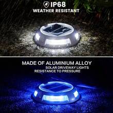 2/4/6 Packs Aluminum Alloy Driveway Lights Solar Powered, 8 Colors And 4 Modes Multicolor Dock & Deck Lights Outdoor Waterproof Solar Light, Garden Light, Solar Path Lights; Driveway Markers, Solar-Powered Pathway Lighting For Stairs, Walkways & Driveways, Deck Lighting, For Step Sidewalk Stair Garden Pathway - Multicolor - 查看 6