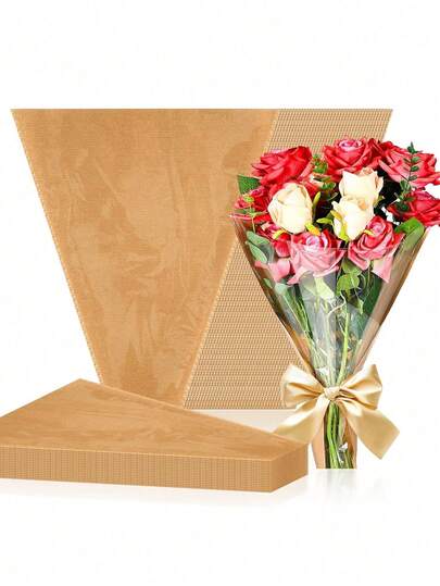 1/5/10pcs Flower Bouquet Sleeves Kraft Paper Wrapping Bags, Large Flower Wrapping Paper, Clear Floral Arrangement Supplies For Valentine Wedding Anniversary Mother's Day Florist Valentine's Day