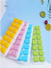 1/2/4pcs Ice Cube Tray: Multifunctional Kitchen Tool, Suitable For Freezing Cocktails, Whiskey Etc. - Stackable, With Removable Lid - 14-grid Ice Mold - View 20