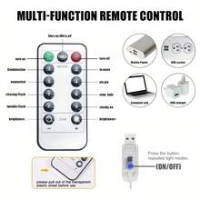 1pc 100/200/300 LED Curtain Lights, USB Hanging Fairy Lights String, Remote Control, 8 Lighting Modes, Suitable For Wedding, Birthday, Christmas, Party, Bedroom Backdrop, Indoor Home And Holiday Decoration, Available In White, Warm White And Multi-Color - 彩色 - 查看 11
