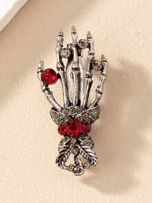 1pc Gothic Style Crystal Rhinestone Claw Brooch, Suitable For Women On Halloween, Birthday, Date, Party, Holiday, Casual Wear