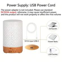 1 件 150 毫升 7 色照明火焰超声波芳香扩散器、芳香疗法扩散器、便携式 USB 精油台式扩散器空气加湿器