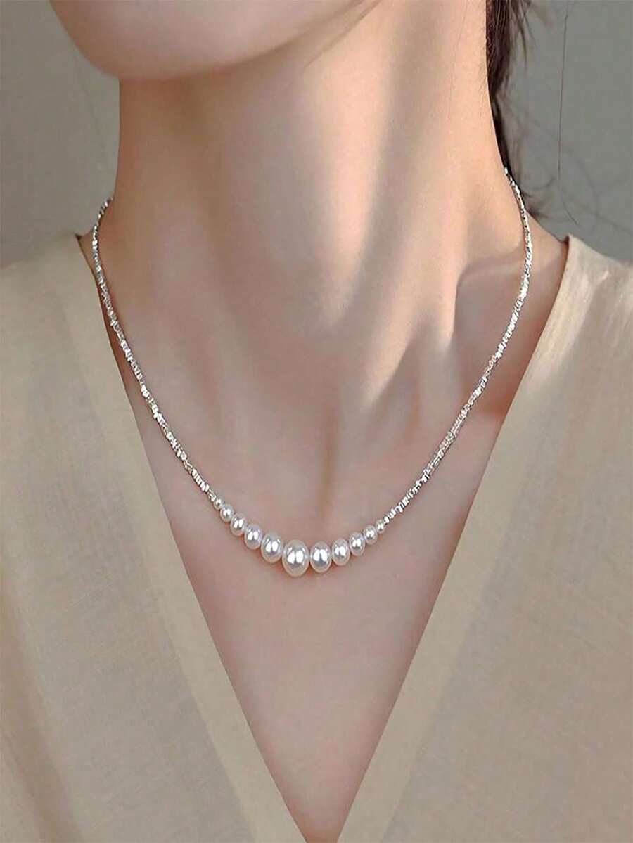 1 Simple Imitation Pearl Luxury Jewelry, Elegant Daily And Party Wear, Valentine's Day Gift For Girlfriend Or Girlfriend, Exquisite Beaded Design, Perfect Gift - 白色 - 查看 1