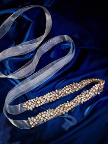 1件镶钻奢华婚纱腰带，手工女士时尚腰带，情人节配饰