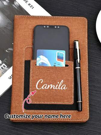 1pc Customized Creative Phone Pocket Notebook With Logo, Business Office Notepad For Work Meetings, Adult Time Management Journal, Planner, Note Organizer, Diary, Bookmark, Memo Pad, Conference Notebook, Event Promotion Gift, Travel Journal, Organized Notes, Holiday/Birthday Gift, Anniversary Souvenir, Back To School, Graduation Present