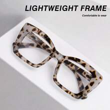 1pc Classic Square Frame Reading Glasses For Women, With Flexible Spring Hinges For Comfortable Fit, Suitable For Daily Reading, Minimalist Design Yet Practical - Grey Tofu Pudding - View 1