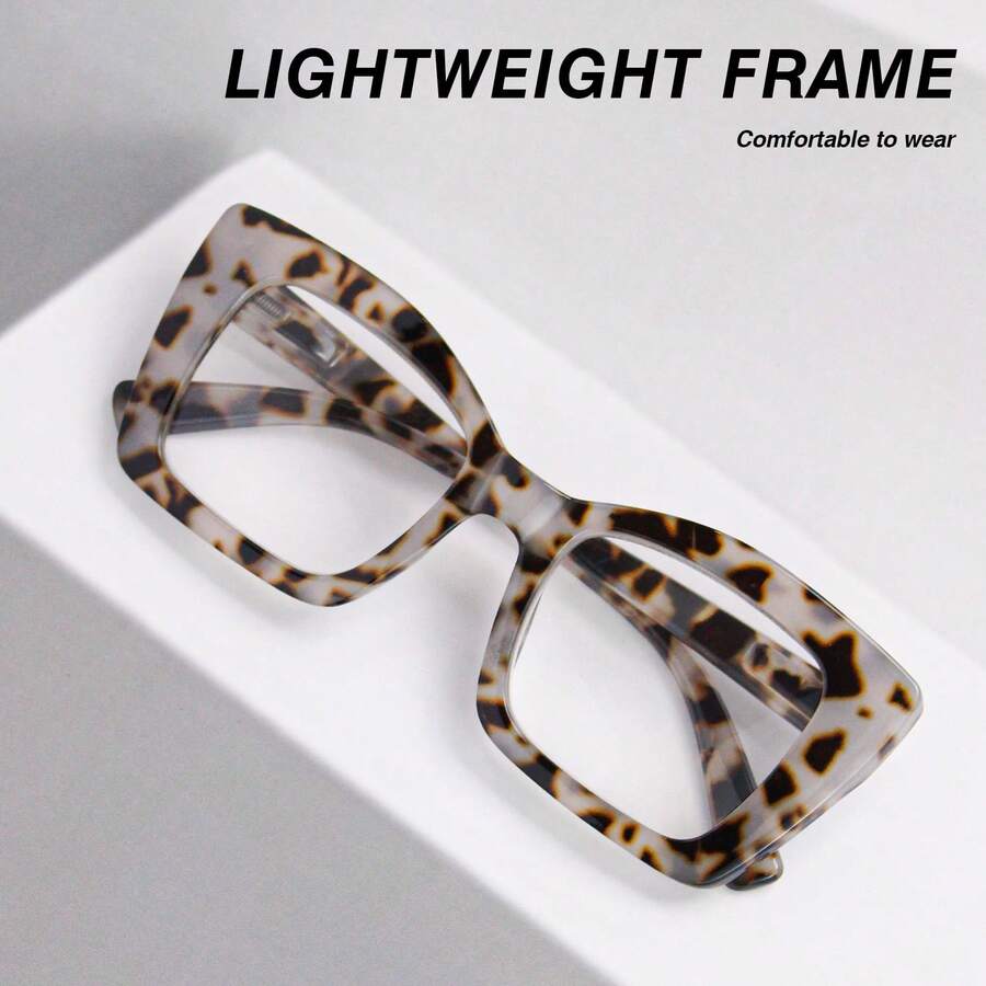 1pc Classic Square Frame Reading Glasses For Women, With Flexible Spring Hinges For Comfortable Fit, Suitable For Daily Reading, Minimalist Design Yet Practical - Grey Tofu Pudding - View 1