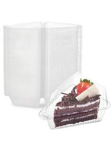 25/50pc Triangular Mousse Baking Packaging Box, Disposable Plastic Cake Container, Thickened Transparent Plastic Cake Slice Container, Suitable For Dessert Packaging, Bakeries, Coffee Shops, Muffins, Mousse, Pastries, Sandwiches, Tiramisu, Sealed Transparent Baking Packaging - 無色 - 查看 6