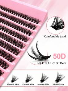 200PCS Fluffy Lash Clusters 50D, Individual Eyelash Thick Cluster Eyelash Extensions D Curl Lashes Clusters, DIY Lash Extension Kit Set, Lashes Clusters 200Pcs/300Pcs/240Pcs/168Pcs Individual Lashes 8-16MM Wispy Cluster Lashes Lash Clusters Kit, Lashes, Eyelashes, Fake Lashes - Multicolor - View 8