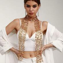 New Fashion Sequins Versatile Scarf Women's  Personality Hollow Decoration Scarf Accessories - 1# Đen - Xem 1