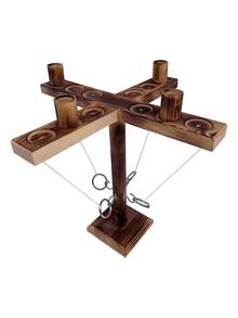 1pc Wooden Ring Toss Game, Multi-Player Party Tabletop Throwing Rings Game - 4-person Model - View 5