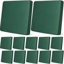 Newwiee 12 Pcs Patio Outdoor Cushion Covers Replacement Waterproof Stretch Sofa Couch Cushion Covers Washable Individual Couch Slipcovers Set Furniture Protector For Pets(20-27 Inch,Dark Green)