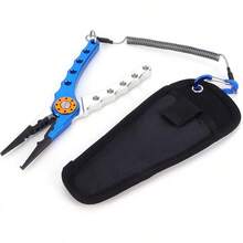 Pinzas de Alicates para Señuelos de Pesca, Equipo Multifunción para Quitar Ganchos de Aleación de Aluminio, Anillo Abierto, Quitar Ganchos Y Línea Trenzada de Corte(Azul) - Azul y plata - Ver 2