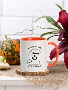 1 Piece Of 11 Ounce Fun Letter Coffee Cup, Displaying The Spanish Phrase "First My Coffee, Then Work". A Mug, Christmas Gift, Teacup, Coffee Enthusiast Gift, Thanksgiving Christmas Gift, Reusable Christmas Decoration, Birthday Gift - Multicolor - View 13