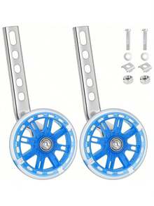 2 Pack Cycling Training Wheels Mute Flash Bike Stabilisers Support Wheels For 12 14 16 18 20 Inch Bicycle Blue - Blue - View 7