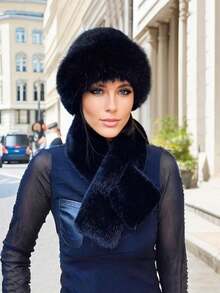 1pc Christmas Gift, Fashionable Women's Winter Style, Thick & Warm Faux Fur, Minimalist & Stylish, Mongolian Faux Fur Outdoor Bucket Hat