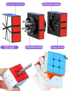 sengso Speed Cube Bundle Of 2x2 3x3 4x4 5x5 Pyramid Smoothly Carbon Fiber Sticker SQ-1 Special-Shaped Adjustable Cube For Kids & Adults Back To School Season Holiday Birthday Gifts