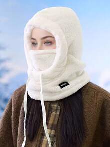 1件装女士抽绳假领拉法帽户外滑雪保暖面颈防护面罩帽保暖小斗篷帽适合冬季防寒、秋季配饰、女士帽子、滑雪面罩、万圣节服装、拉法帽、面罩、黑色面罩、摩托车配件、节日、旅行 - 多色 - 查看 4