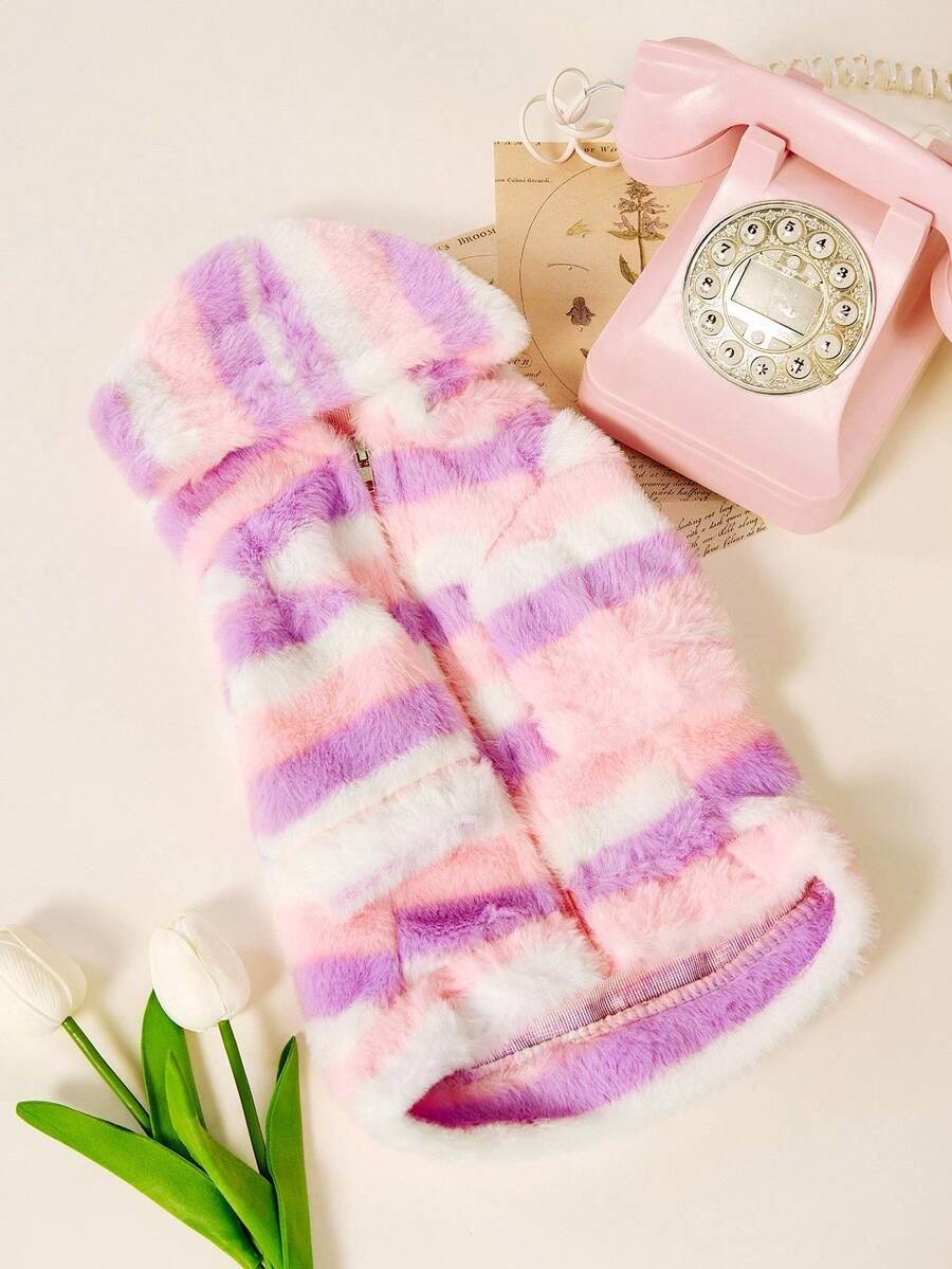 PETSIN 1pc Plush Pet Coat - Multicolor - View 1